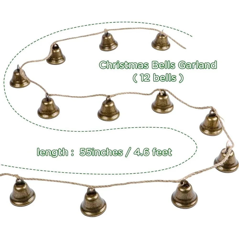 Feast Your Eyes on Rustic 4.6ft Bells Garland - Ideal for Cozy Christmas Vibes